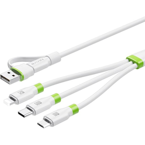 Фото - Кабель Bavin 60W Type-C/Type-C/USB-A/Micro-USB/Lightning 1.2m White (U-CB412-5IN1 WH)
