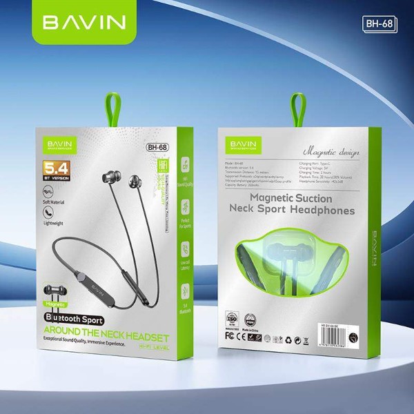 Фото - Наушники накладные беспроводные Bavin BH-68 Magnetic Sport HiFi Black (BH-BH-68-BK)