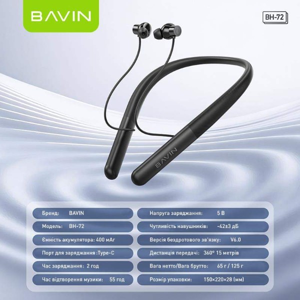 Фото - Наушники накладные беспроводные Bavin BH-72 Magnetic Sport HiFi Beige (BH-BH-72-BG)