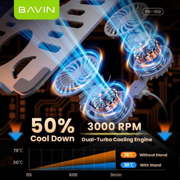 Фото - Подставка под ноутбук охлаждающая Bavin PS-100 POWERFOOL 3000RPM Silver (PS-100 SL)