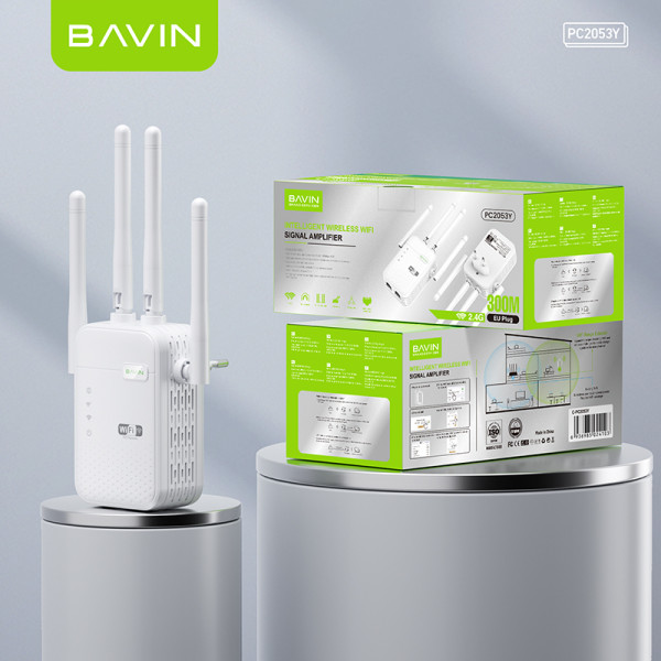 Фото - Підсилювач бездротового сигнала Bavin PC2053Y WiFi 2.4G 300Mbps White (C-PC2053Y WH)