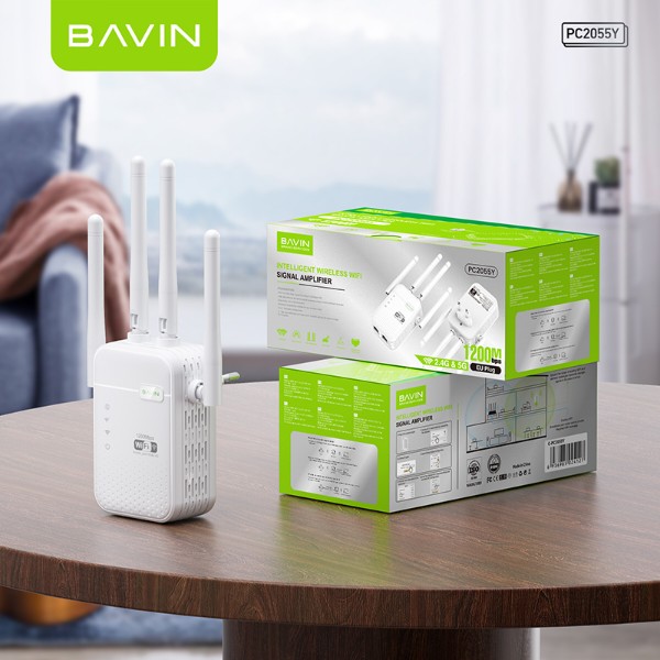 Фото - Підсилювач бездротового сигнала Bavin PC2055Y WiFi 2.4G+5G 1200Mbps White (C-PC2055Y WH)