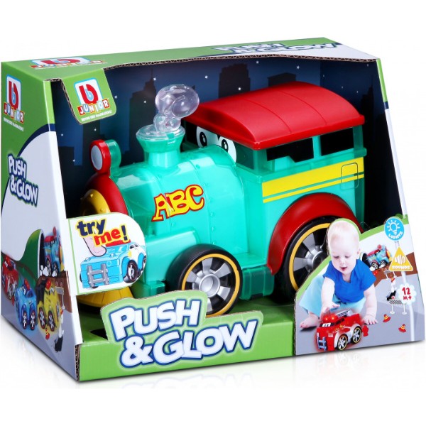 Фото - Базовий ігровий транспорт для малюка Bb Junior Push & Glow Паровоз (16-89005)