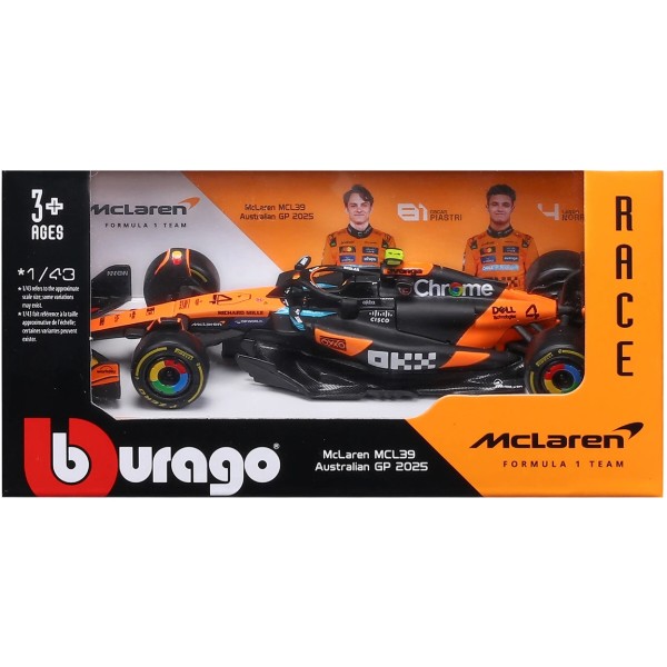 Фото - Коллекционная машинка 1:43 Bburago MCLAREN F1 MCL39 (2025) (1:43) (18-38248)