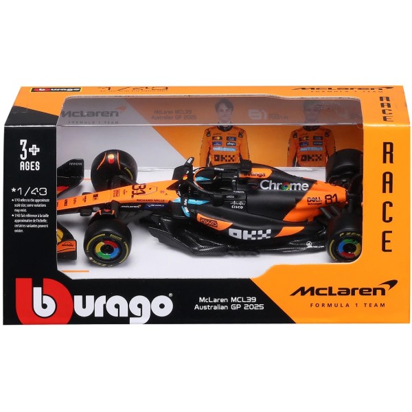 Фото - Коллекционная машинка 1:43 Bburago MCLAREN F1 MCL39 (2025) (1:43) (18-38248)