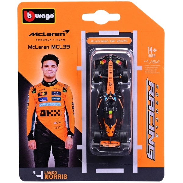 Фото - Коллекционная машинка 1:64 Bburago MCLAREN F1 MCL39 (2025) (1:64) (18-58001)