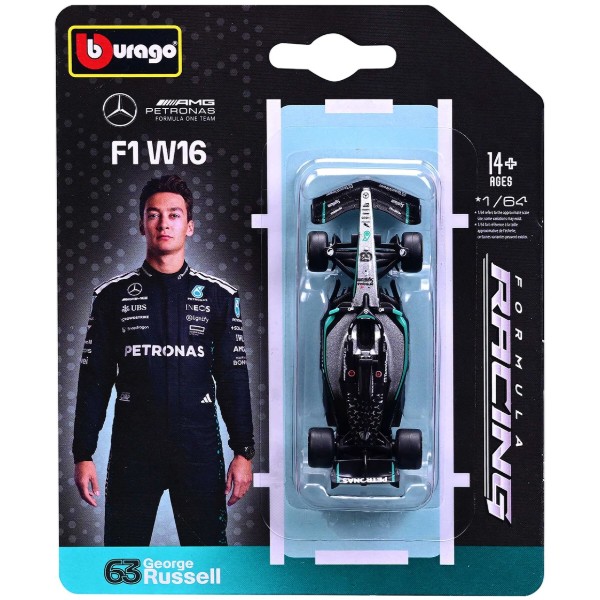 Фото - Коллекционная машинка 1:64 Bburago MERCEDES-AMG F1 W16 (2025) (1:64) (18-58002)