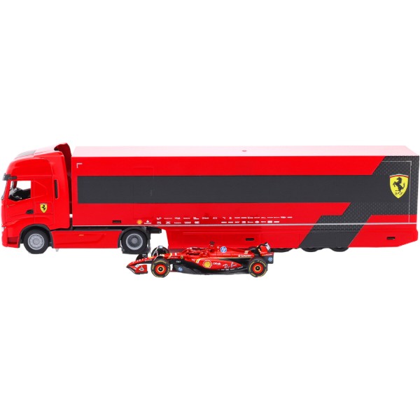 Фото - Игровой набор Bburago ГРУЗОВИК-ТЯГАЧ IVECO S-WAY И БОЛИД SF-24 1:43 (18-36867)