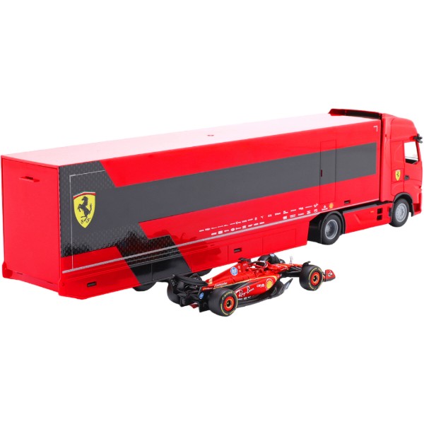 Фото - Игровой набор Bburago ГРУЗОВИК-ТЯГАЧ IVECO S-WAY И БОЛИД SF-24 1:43 (18-36867)