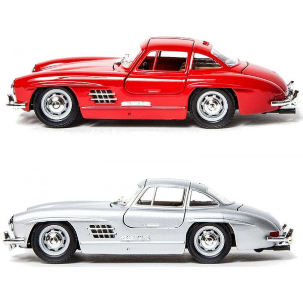 Фото - Колекційна машинка 1:24 Bburago Mercedes-Benz 300 SL (1954) (асорті червоний, сріблястий, 1:24) (18-22023)