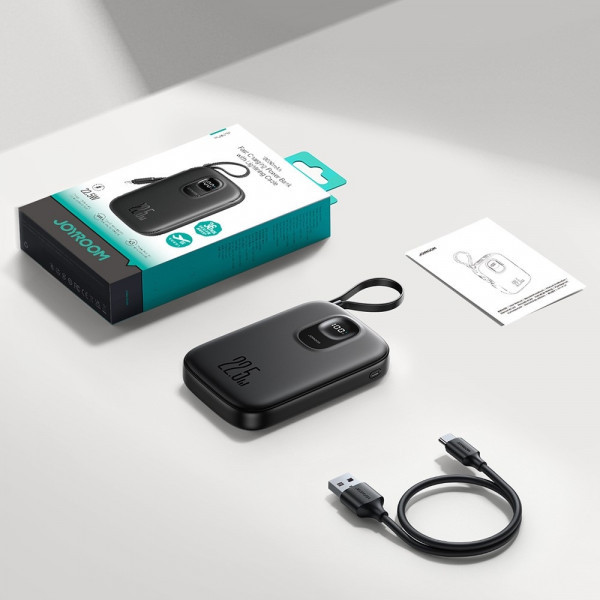 Фото - Батарея мобільна Joyroom 10000mAh 22,5W PD,QC, USB-A, USB-C In/Out with built-in USB-C cable Black (JR-PBF17)