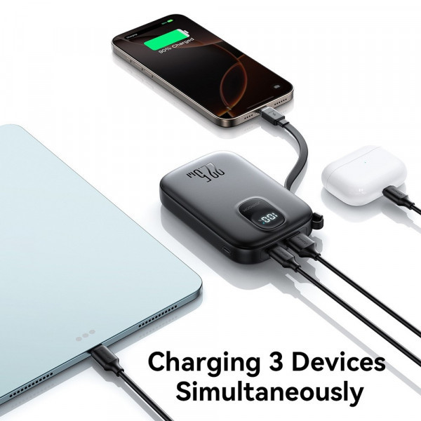 Фото - Батарея мобільна Joyroom 10000mAh 22,5W PD,QC, USB-A, USB-C In/Out with built-in USB-C cable Black (JR-PBF17)