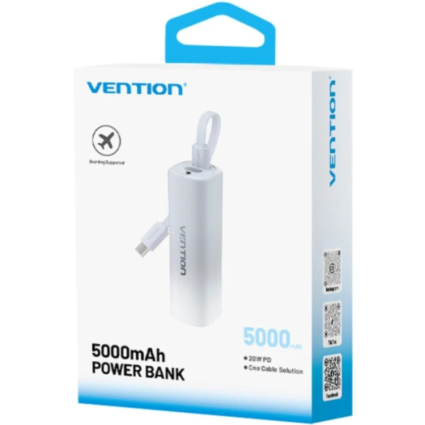Фото - Батарея мобильная Vention 5000mAh 20W PD, USB-C In/Out, Lightning In/Out, with cable, Gradient Gray (FHWM0)