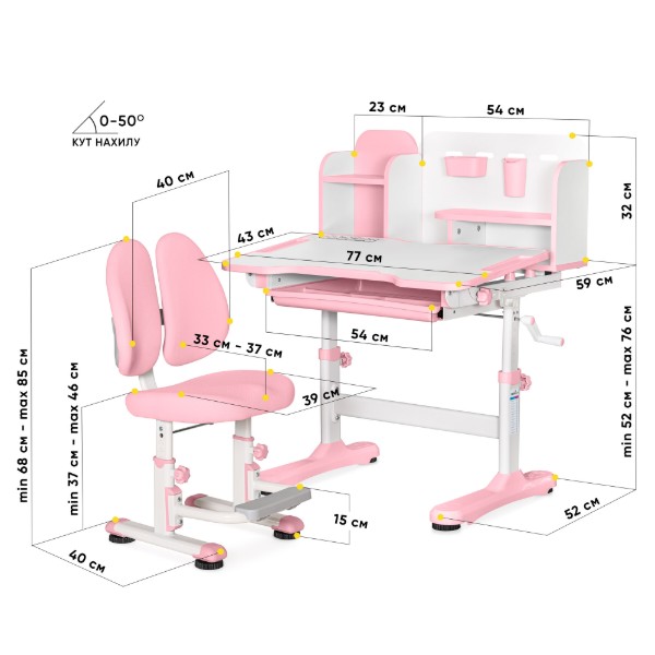 Фото - Комплект мебели школьный Mealux Panda Pink (BD-28 PN)