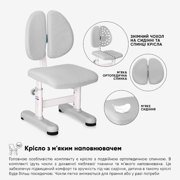 Фото - Комплект мебели школьный Mealux Panda XL Grey (BD-29 G)