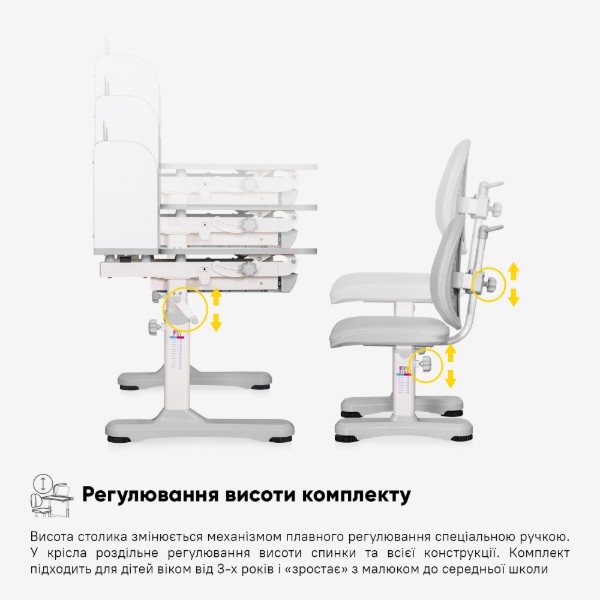 Фото - Комплект мебели школьный Mealux Panda XL Grey (BD-29 G)