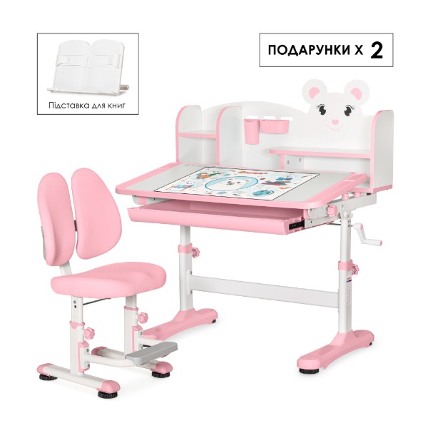 Фото - Комплект мебели школьный Mealux Panda XL Pink (BD-29 PN)