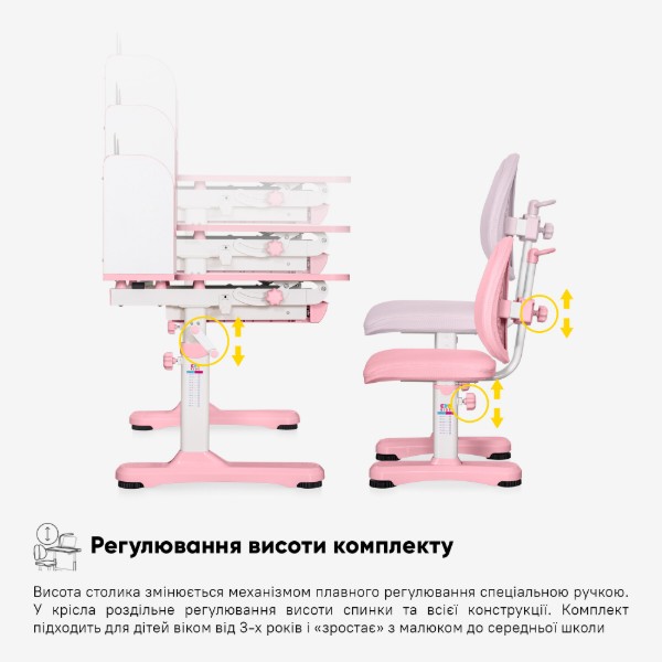 Фото - Комплект мебели школьный Mealux Panda XL Pink (BD-29 PN)