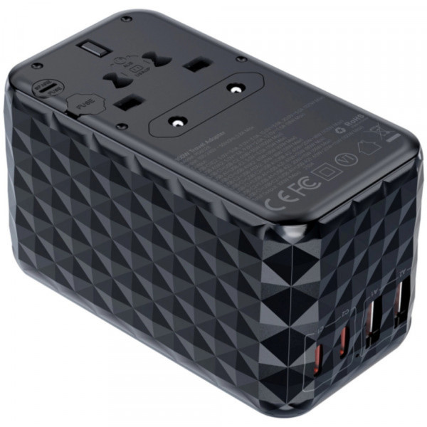 Фото - Мережевий зарядний пристрій Choetech 4xUSB 100W PD 2хUSB-C+2хUSB-A сharger diamond model Black (PD6028-BK)