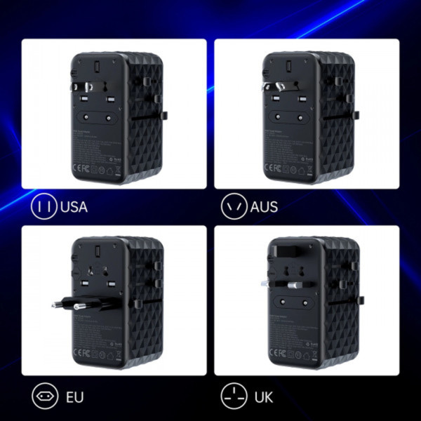 Фото - Мережевий зарядний пристрій Choetech 4xUSB 100W PD 2хUSB-C+2хUSB-A сharger diamond model Black (PD6028-BK)