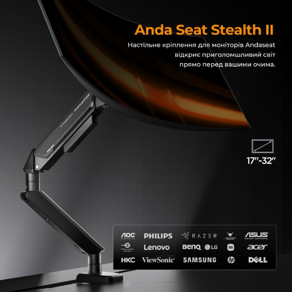 Фото - Крепление настольное Anda Seat Stealth II 17''-32'' Black (AD-W-A6D-1S-BB)