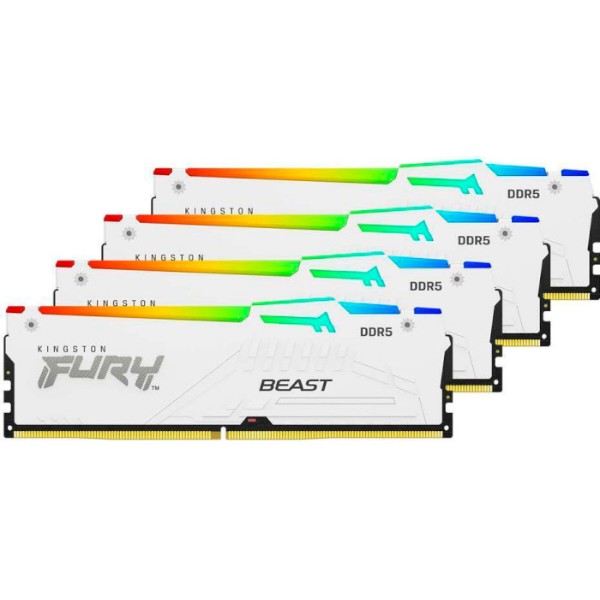 Фото - Пам'ять DDR Kingston Fury Beast White RGB DDR5 4x32GB/5600 (KF556C40BWAK4-128)