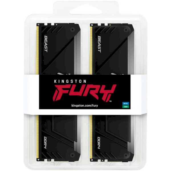Фото - Пам'ять DDR Kingston Fury Beast RGB Black DDR4-3200 32GB (2x16GB) CL16-20-20 1.35V XMP (KF432C16BB2AK2/32)
