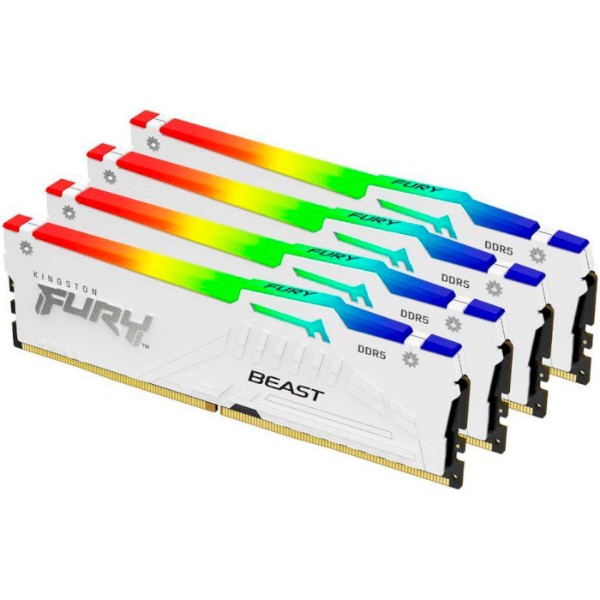 Фото - Пам'ять DDR Kingston Fury Beast White RGB DDR5 4x32GB/5600 (KF556C40BWAK4-128)