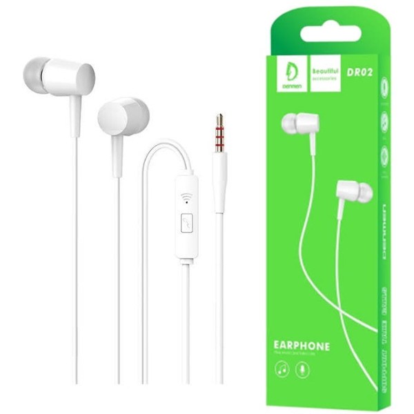Фото - Наушники вкладыши проводные Denmen DR02 3.5mm 1.2 м White (DE-DR02-WH)