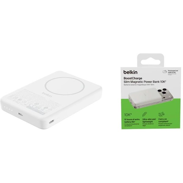 Фото - Батарея мобильная Belkin 10000мАh 20Вт PD/Qi2 7.5Вт White (BPD015HQWH)