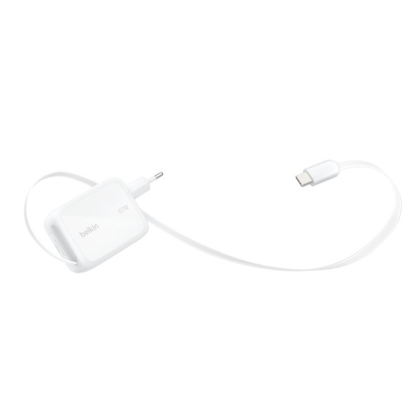 Фото - Мережевий зарядний пристрій Belkin 67Вт USB-C PD, PPS вбудований кабель USB-C White (WCH022KQWH)
