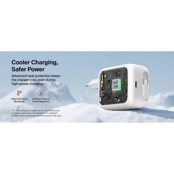 Фото - Мережевий зарядний пристрій Belkin 67Вт USB-C PD, PPS вбудований кабель USB-C White (WCH022KQWH)