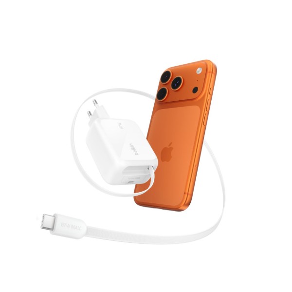 Фото - Мережевий зарядний пристрій Belkin 67Вт USB-C PD, PPS вбудований кабель USB-C White (WCH022KQWH)