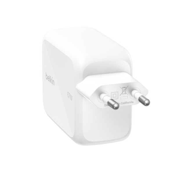 Фото - Мережевий зарядний пристрій Belkin 67Вт USB-C PD, PPS вбудований кабель USB-C White (WCH022KQWH)