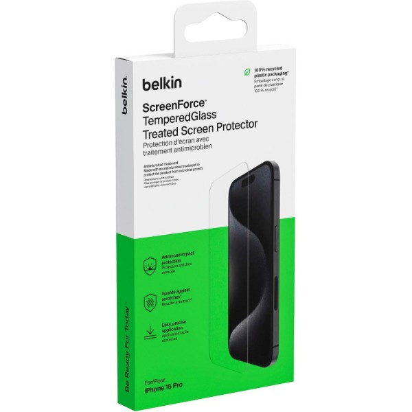 Фото - Защитное стекло для смартфона Belkin for iPhone 15 Pro TemperedGlass AM (OVA137ZZ)
