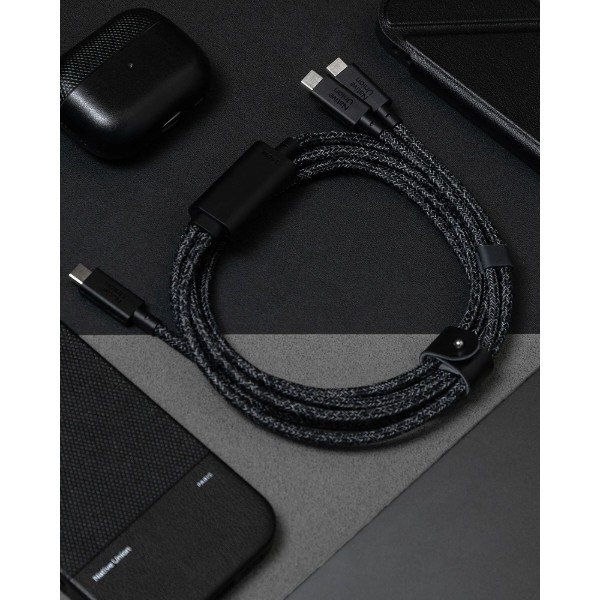 Фото - Перехідник Native Union Belt Cable USB-C to 2 USB-C 140W Cosmos Black 2 м (BELT-C-2C-COS)