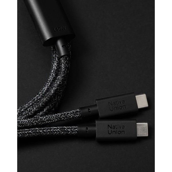 Фото - Перехідник Native Union Belt Cable USB-C to 2 USB-C 140W Cosmos Black 2 м (BELT-C-2C-COS)