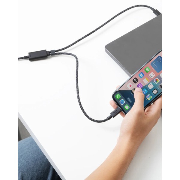 Фото - Перехідник Native Union Belt Cable USB-C to 2 USB-C 140W Cosmos Black 2 м (BELT-C-2C-COS)