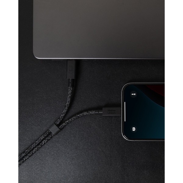Фото - Перехідник Native Union Belt Cable USB-C to 2 USB-C 140W Cosmos Black 2 м (BELT-C-2C-COS)