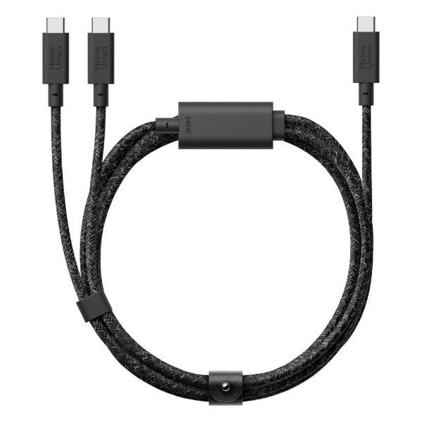 Фото - Перехідник Native Union Belt Cable USB-C to 2 USB-C 140W Cosmos Black 2 м (BELT-C-2C-COS)
