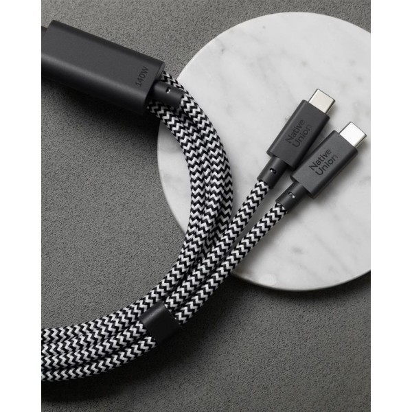Фото - Перехідник Native Union Belt Cable USB-C to 2 USB-C 140W Zebra (2 m) (BELT-C-2C-ZEB)
