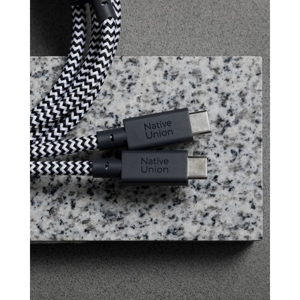 Фото - Перехідник Native Union Belt Cable USB-C to 2 USB-C 140W Zebra (2 m) (BELT-C-2C-ZEB)