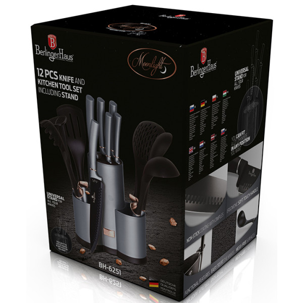 Фото - Кухарський набір приладів BerlingerHaus 6 пр. і ножів 5 пр. з підставкою (BH 6251NA)