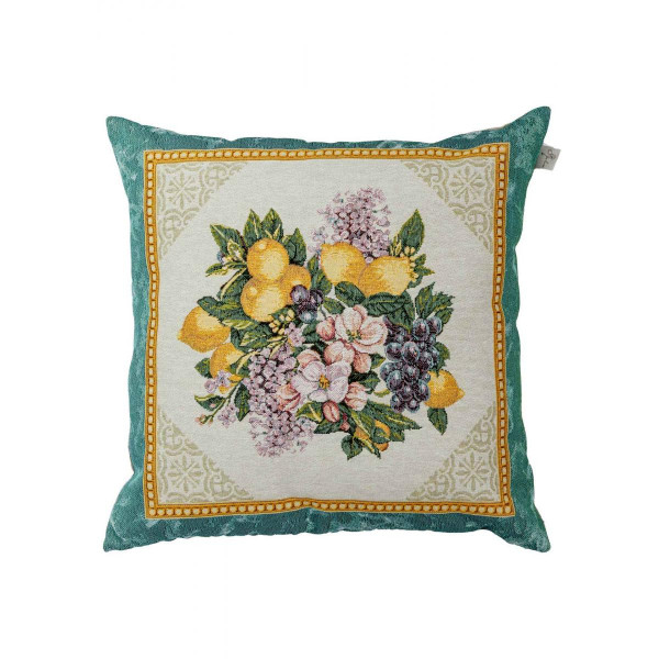 Фото - Подушка декоративна Прованс Verna Фрукти та лимони в золото 45х45 см (030041)