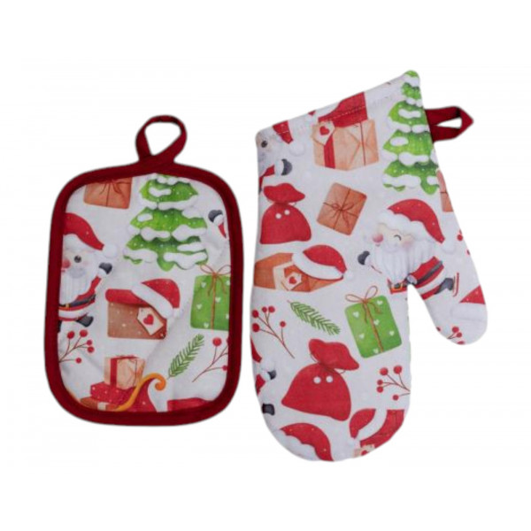 Фото - Набір прихваток Прованс Санта на білому 27х18 см (035793) Фото - Набір прихваток Прованс Санта на білому 27х18 см (035793)