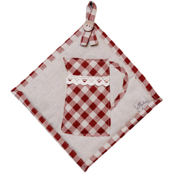 Фото - Прихватка Прованс Глечик червона клітинка 20х20 см (039355)