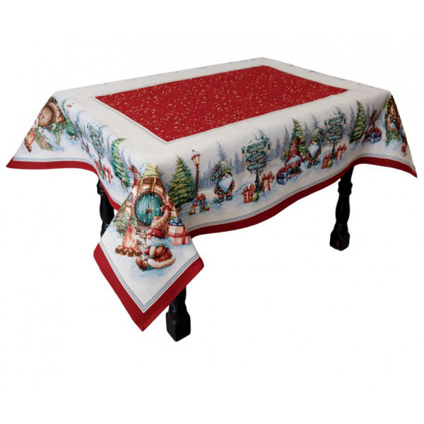 Фото - Скатертина овальна Прованс Різдвяне багаття 135х220 см (037402)