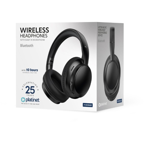 Фото - Навушники повнорозмірні бездротові Platinet WIRELESS HEADPHONES BLUETOOTH 5.4 400 MAH Black (PHB086B)