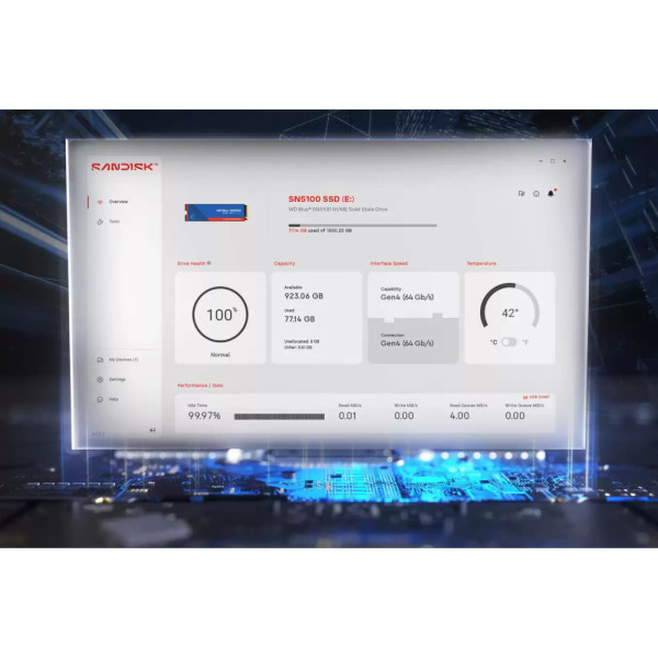 Фото - Жорсткий диск внутрішній Western Digital SSD 1Tb SN5100 NVMe (WDS100T5B0E) Blue