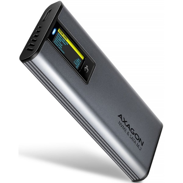 Фото - Зовнішня кишеня AXAGON USB-C 10Gbps - M.2 NVMe & SATA SSD DISPLAY box (EEM2-SD2)